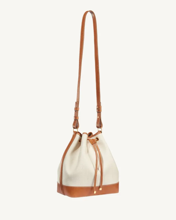 Women Nili Lotan BRIGITTE BUCKET BAG NaturalBlackGold Hw Handbags