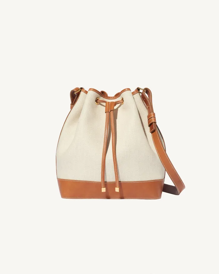Women Nili Lotan BRIGITTE BUCKET BAG NaturalBlackGold Hw Handbags