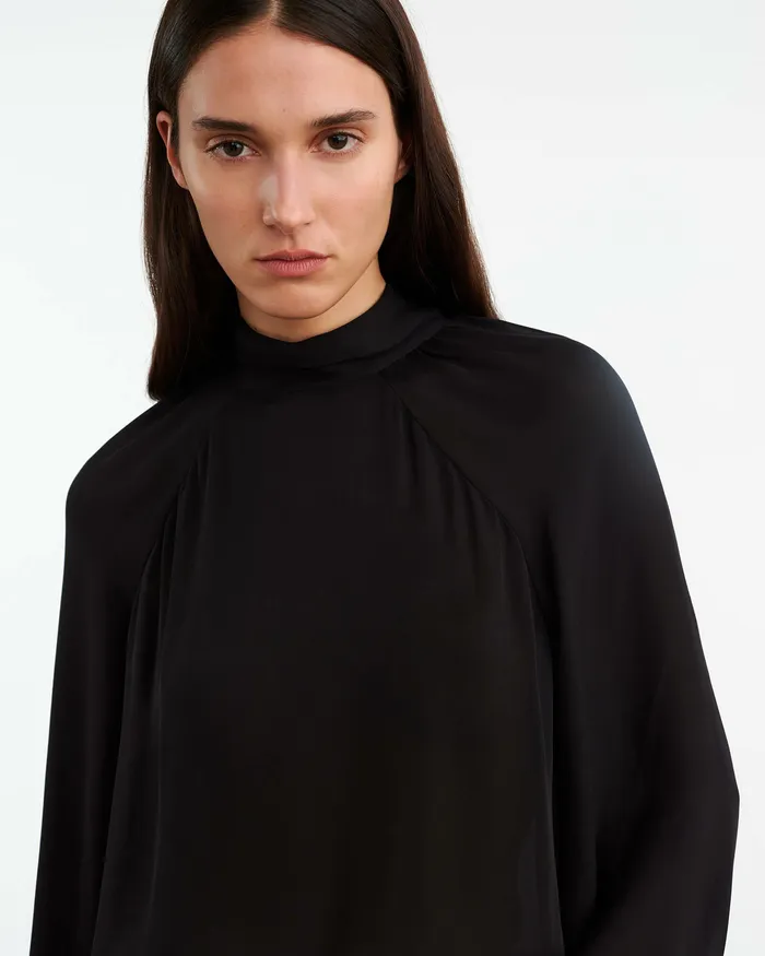 Women Nili Lotan ELIANNA SILK BLOUSE Black Tops
