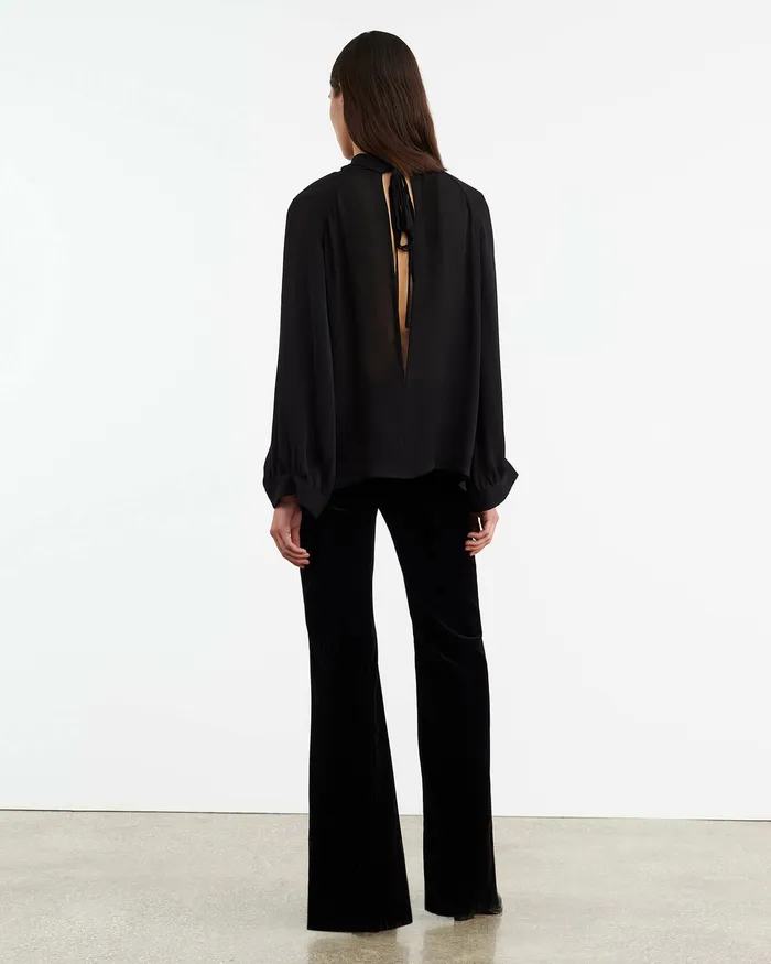 Women Nili Lotan ELIANNA SILK BLOUSE Black Tops