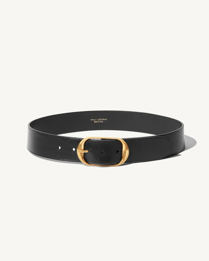 Women Nili Lotan NILI BELT Black WAntique Brass Buckle Belts and Accessories