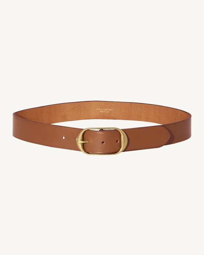 Women Nili Lotan NILI BELT Black WAntique Brass Buckle Belts and Accessories