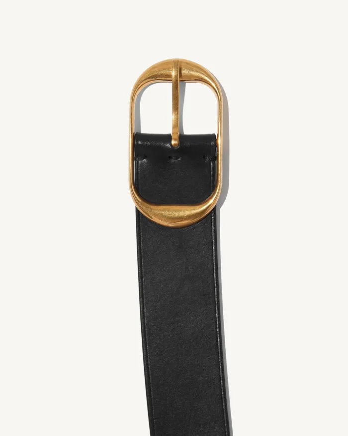 Women Nili Lotan NILI BELT Black WAntique Brass Buckle Belts and Accessories