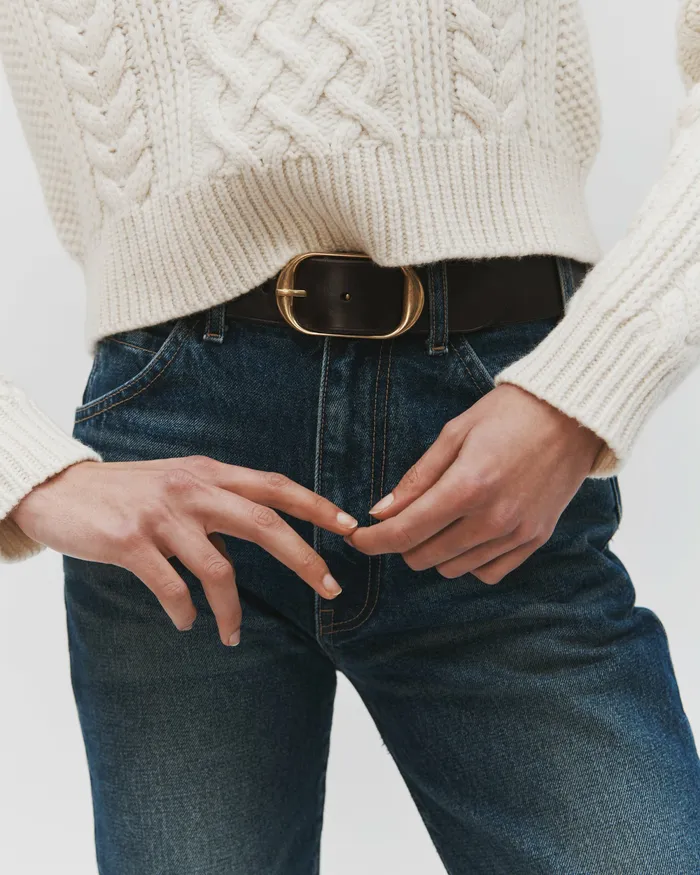 Women Nili Lotan NILI BELT Black WAntique Brass Buckle Belts and Accessories
