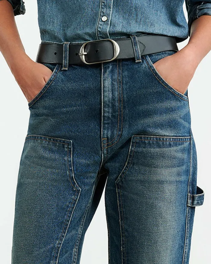 Women Nili Lotan NILI BELT Black WAntique Brass Buckle Belts and Accessories
