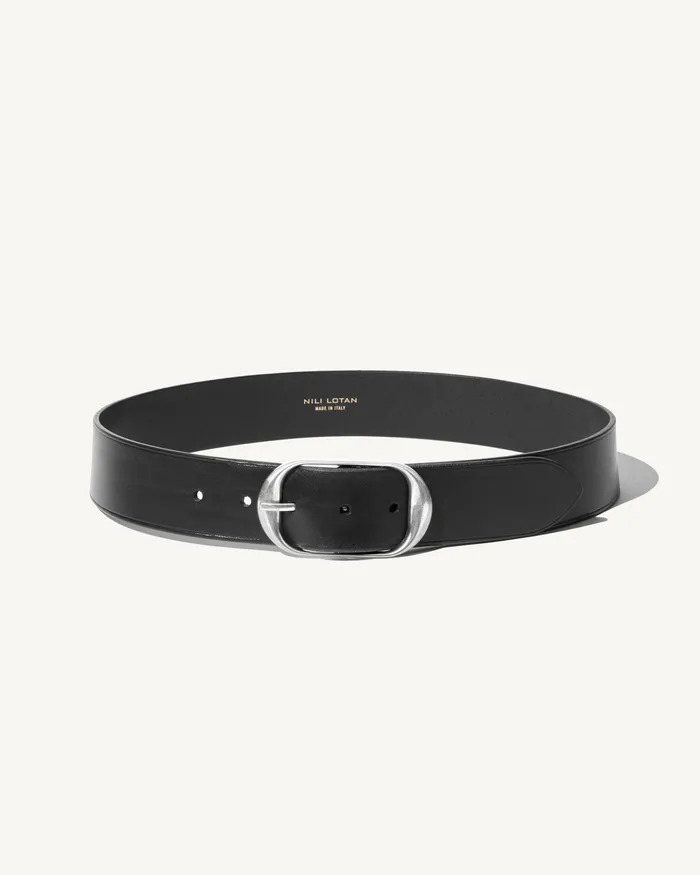 Women Nili Lotan NILI BELT Black WAntique Brass Buckle Belts and Accessories