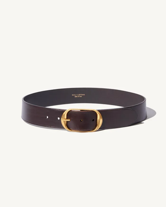 Women Nili Lotan NILI BELT Black WAntique Brass Buckle Belts and Accessories