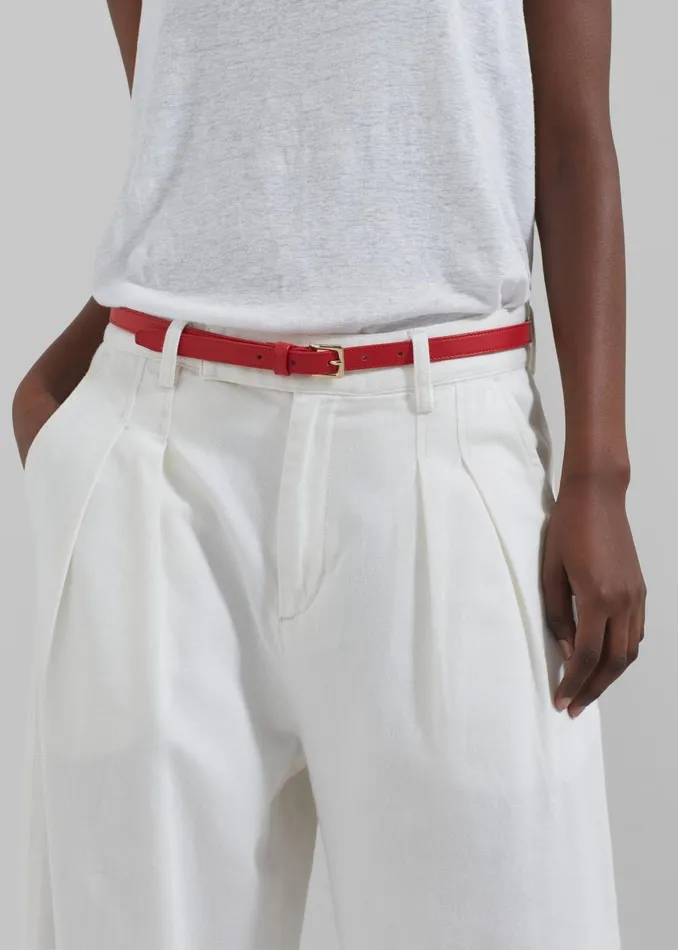 Women Nolan Pleated Denim Trousers 8211 White The Frankie Shop Bottoms