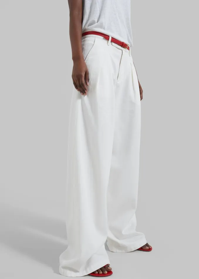 Women Nolan Pleated Denim Trousers 8211 White The Frankie Shop Bottoms