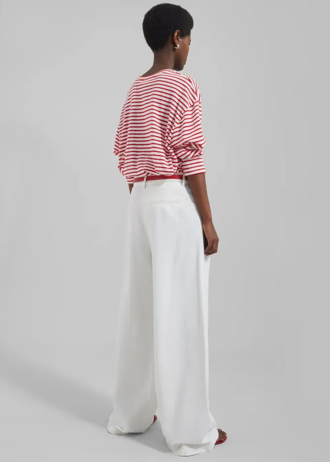 Women Nolan Pleated Denim Trousers 8211 White The Frankie Shop Bottoms