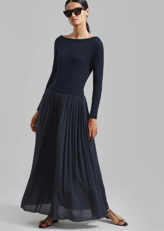 Women Odette Gathered Skirt Maxi Dress 8211 Navy The Frankie Shop Dresses