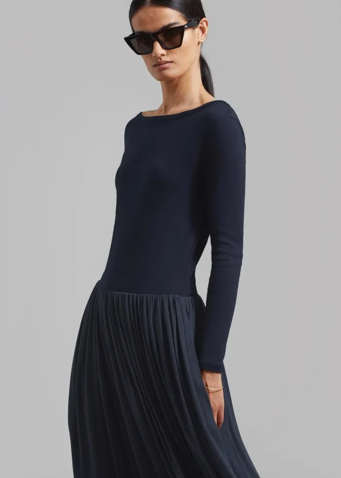 Women Odette Gathered Skirt Maxi Dress 8211 Navy The Frankie Shop Dresses