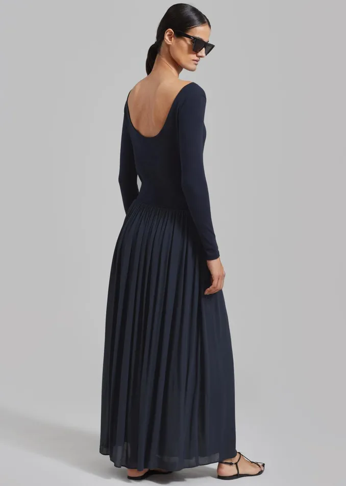 Women Odette Gathered Skirt Maxi Dress 8211 Navy The Frankie Shop Dresses