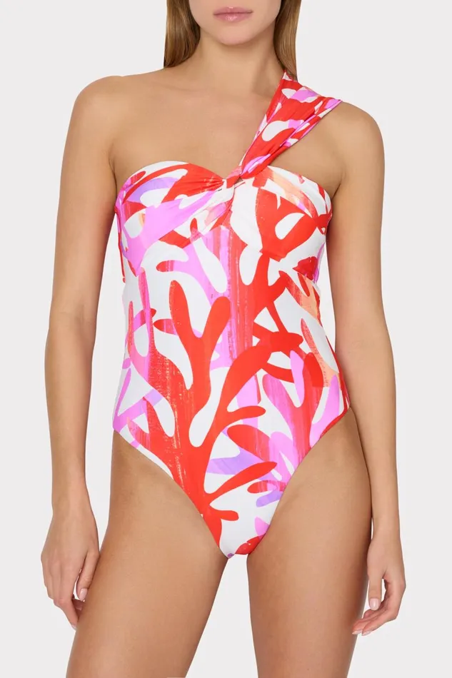 Women One Piece Swimsuits Milly Betsy Italian Under The Sea Bandeau One Piece Pink Multi