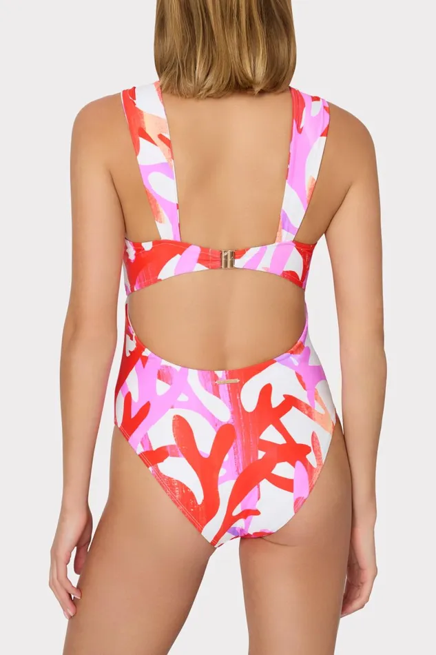 Women One Piece Swimsuits Milly Betsy Italian Under The Sea Bandeau One Piece Pink Multi