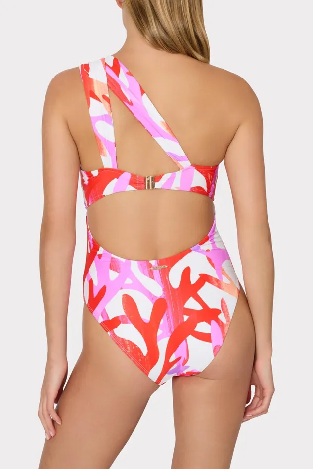 Women One Piece Swimsuits Milly Betsy Italian Under The Sea Bandeau One Piece Pink Multi