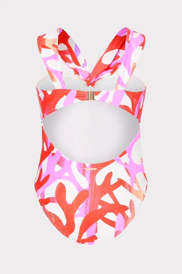 Women One Piece Swimsuits Milly Betsy Italian Under The Sea Bandeau One Piece Pink Multi