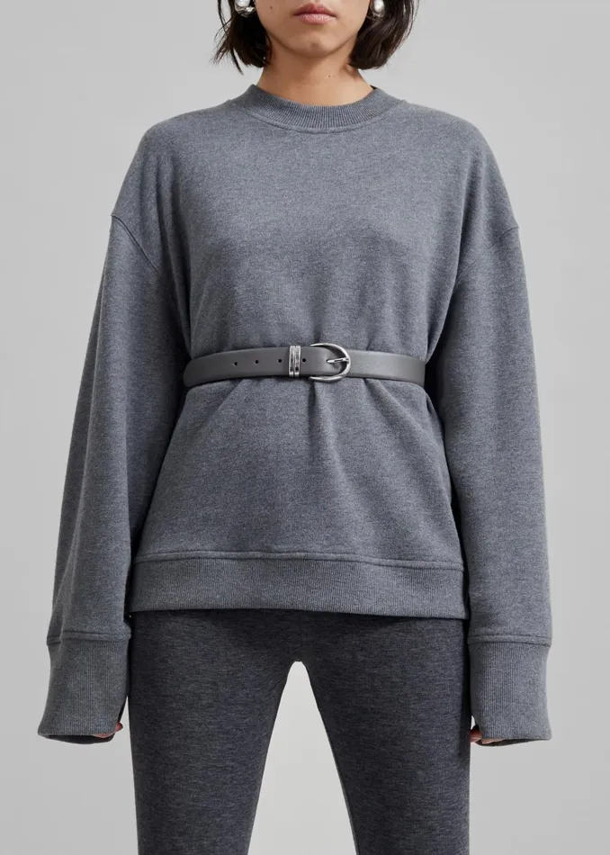 Women Ora Leather Belt 8211 GreySilver The Frankie Shop