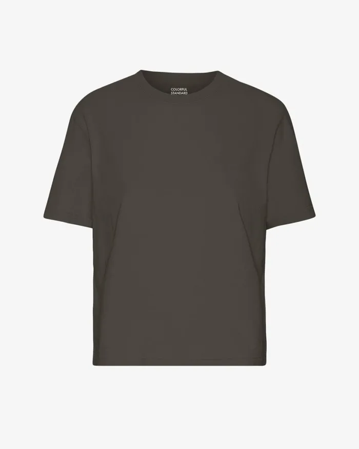 Women Organic Boxy Crop Tee Coffee Brown Colorful Standard TShirts
