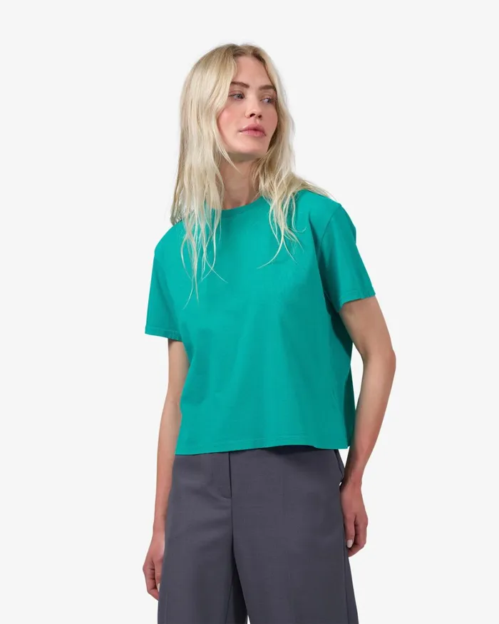 Women Organic Boxy Crop Tee Coffee Brown Colorful Standard TShirts