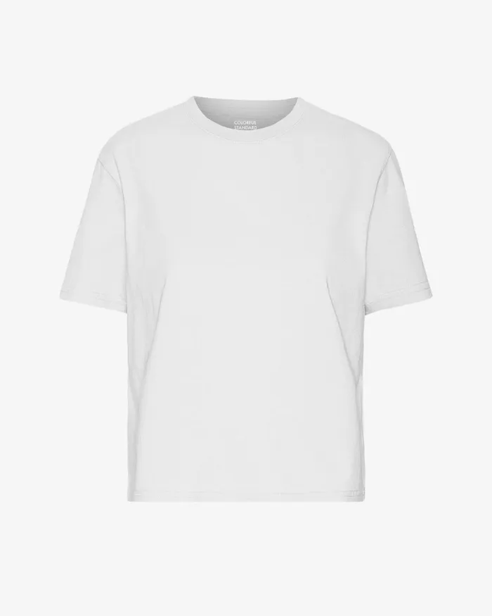 Women Organic Boxy Crop Tee Optical White Colorful Standard TShirts