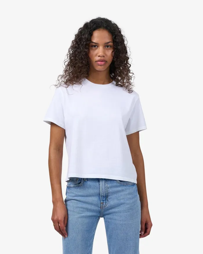 Women Organic Boxy Crop Tee Optical White Colorful Standard TShirts