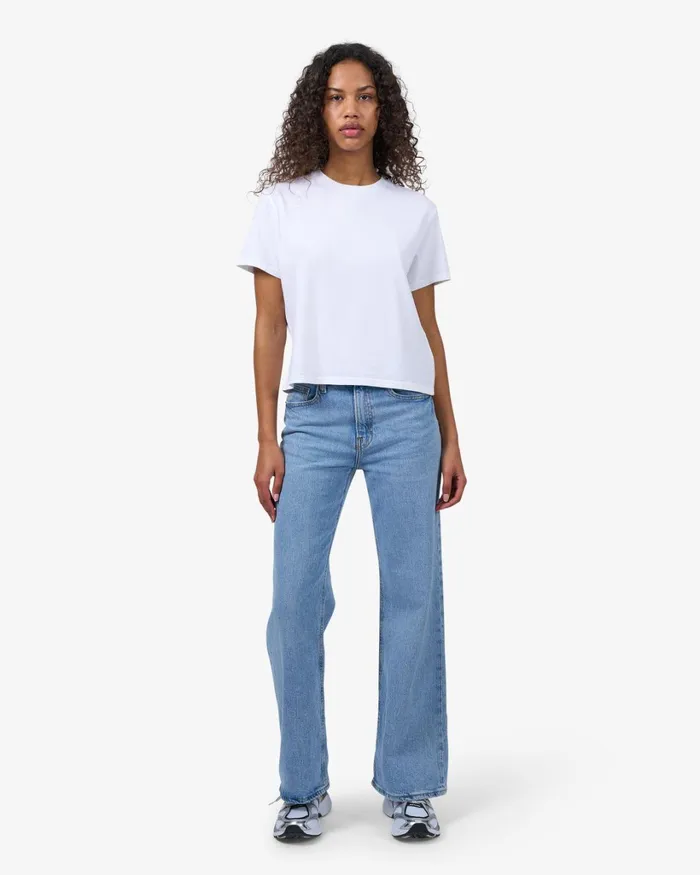 Women Organic Boxy Crop Tee Optical White Colorful Standard TShirts