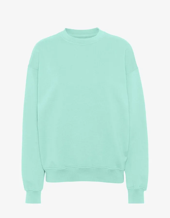 Women Organic Oversized Crew Light Aqua Colorful Standard Crewneck Sweatshirts
