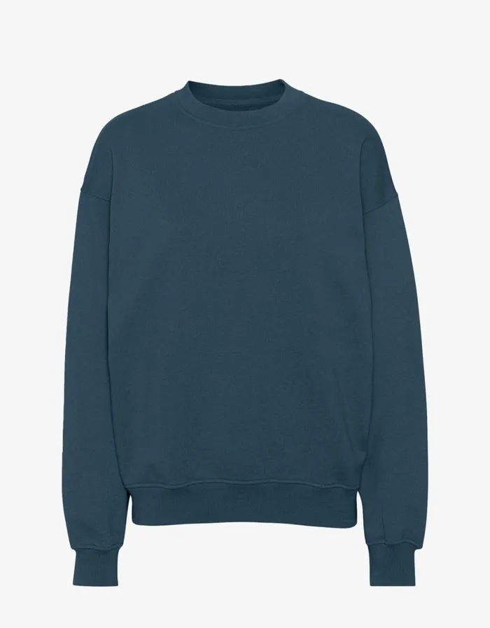 Women Organic Oversized Crew Petrol Blue Colorful Standard Crewneck Sweatshirts
