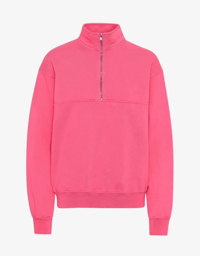 Women Organic Quarter Zip Bubblegum Pink Colorful Standard Quarter Zips