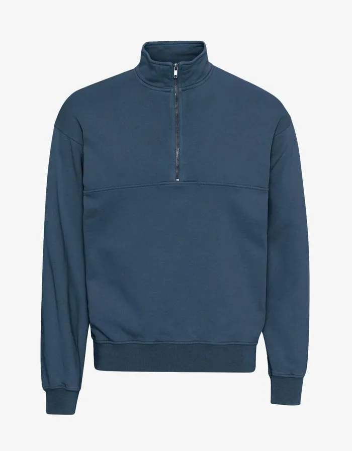 Women Organic Quarter Zip Petrol Blue Colorful Standard Quarter Zips
