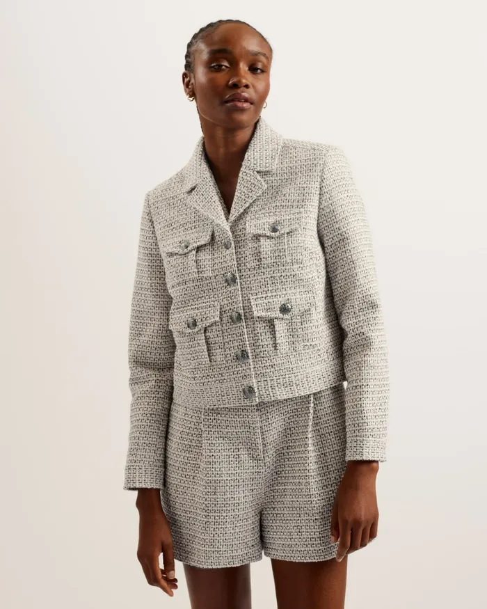 Women OSAMU 8211 Boxy Fit Cropped Boucle Jacket Ivory Ted Baker Coats and Jackets Women OSAMU 8211 Boxy Fit Cropped Boucle Jacket Ivory Ted Baker Coats and Jackets