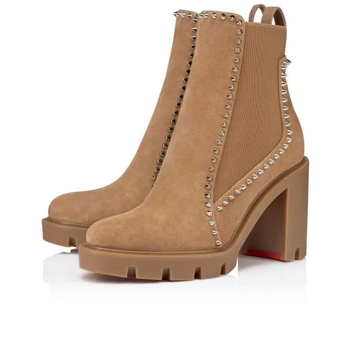 Women Out Line Spikes Lug 70 Mm Low Boots 8211 Veau Velours And Calf Leather 8211 Lionne Christian Louboutin Boots