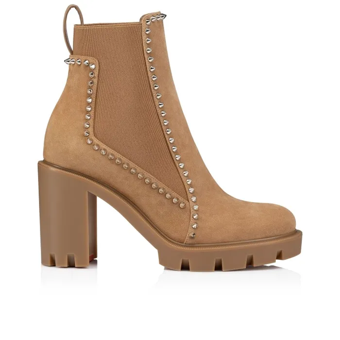 Women Out Line Spikes Lug 70 Mm Low Boots 8211 Veau Velours And Calf Leather 8211 Lionne Christian Louboutin Boots