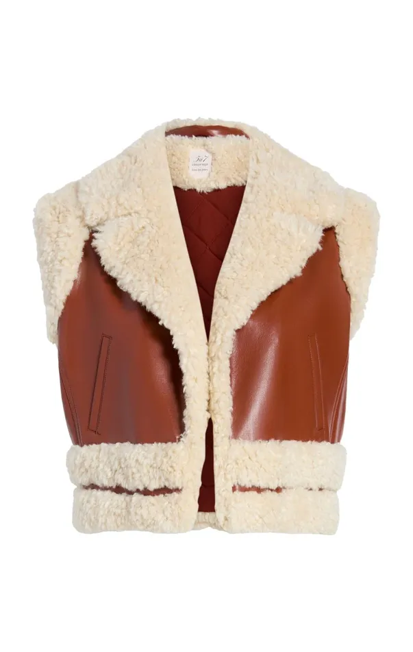Women Outerwear Cinq Sept Nadia Vest Ivorymahogany