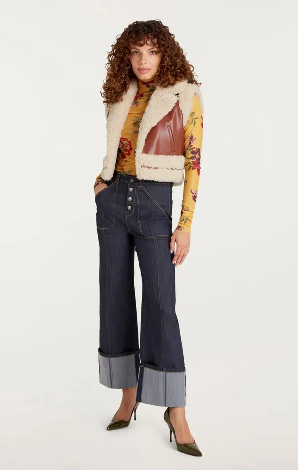 Women Outerwear Cinq Sept Nadia Vest Ivorymahogany