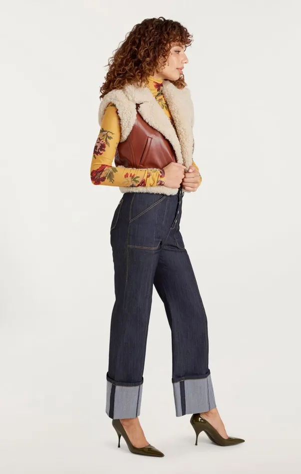 Women Outerwear Cinq Sept Nadia Vest Ivorymahogany