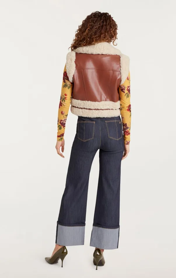 Women Outerwear Cinq Sept Nadia Vest Ivorymahogany