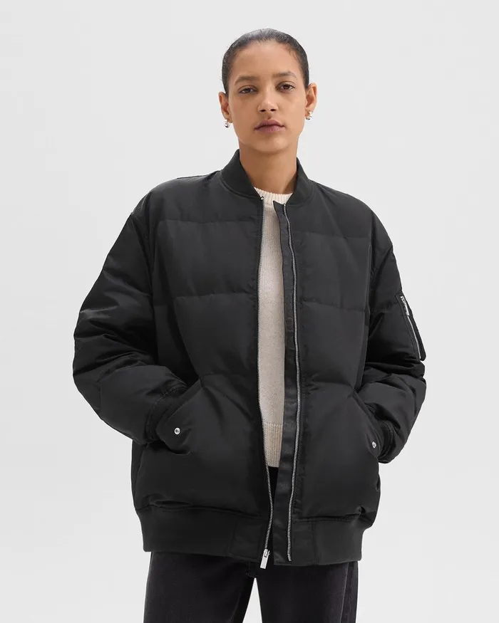 Women Outerwear Theory Flight Puffer Jacket In Recycled Nylon Black