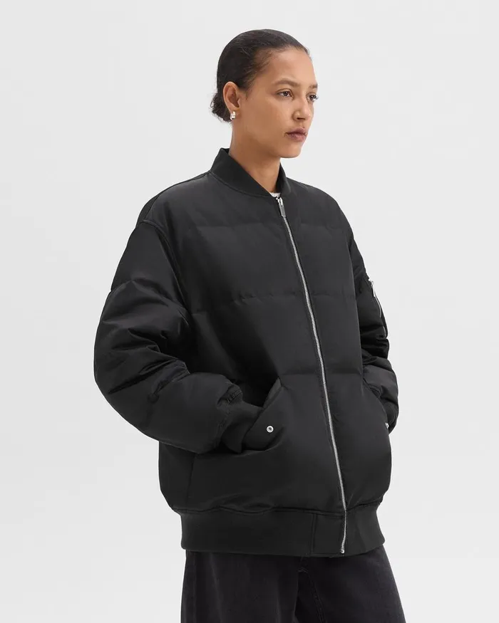 Women Outerwear Theory Flight Puffer Jacket In Recycled Nylon Black