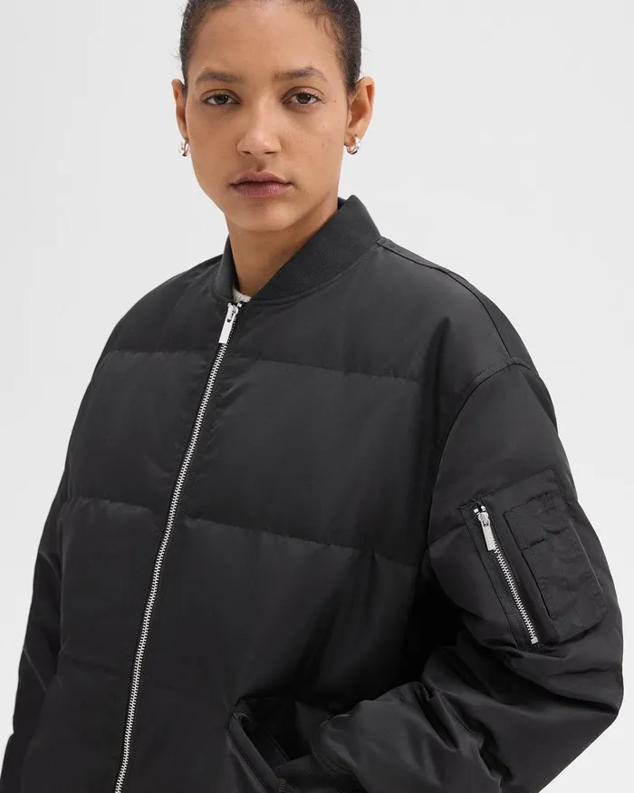 Women Outerwear Theory Flight Puffer Jacket In Recycled Nylon Black