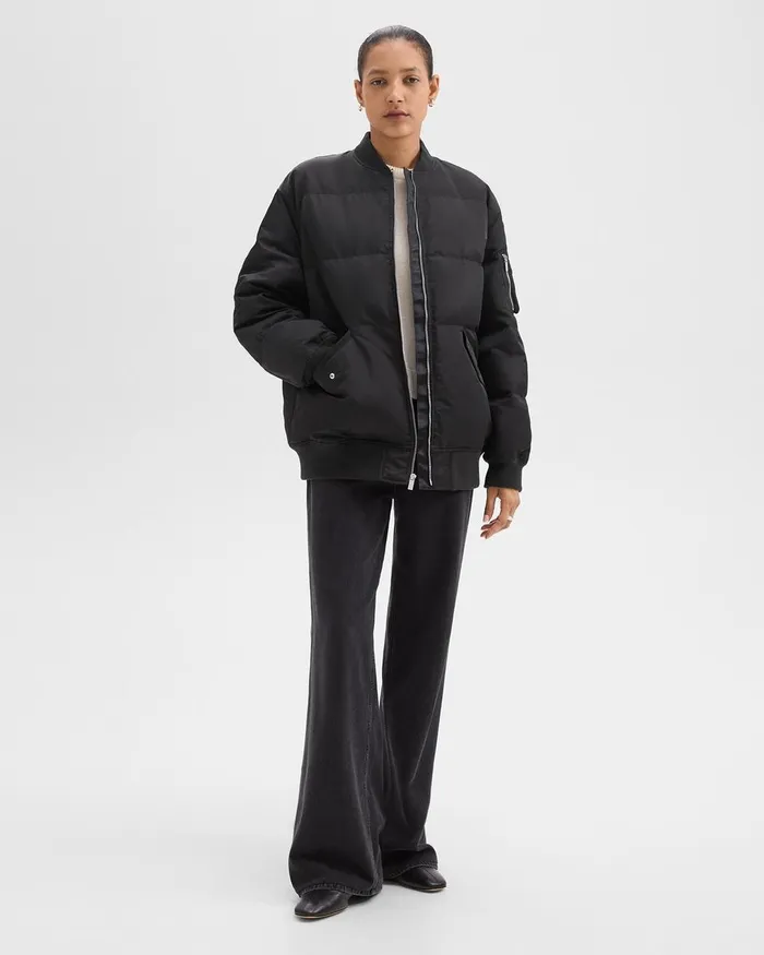 Women Outerwear Theory Flight Puffer Jacket In Recycled Nylon Black