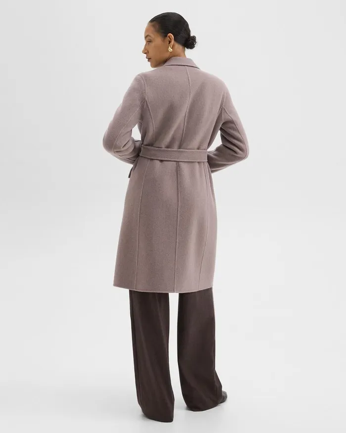 Women Outerwear Theory Wrap Coat In DoubleFace WoolCashmere Cinder Melange