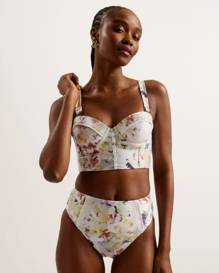 Women OVELINA 8211 Floral High Waisted Bikini Bottoms White Ted Baker Swimwear and Beachwear Women OVELINA 8211 Floral High Waisted Bikini Bottoms White Ted Baker Swimwear and Beachwear