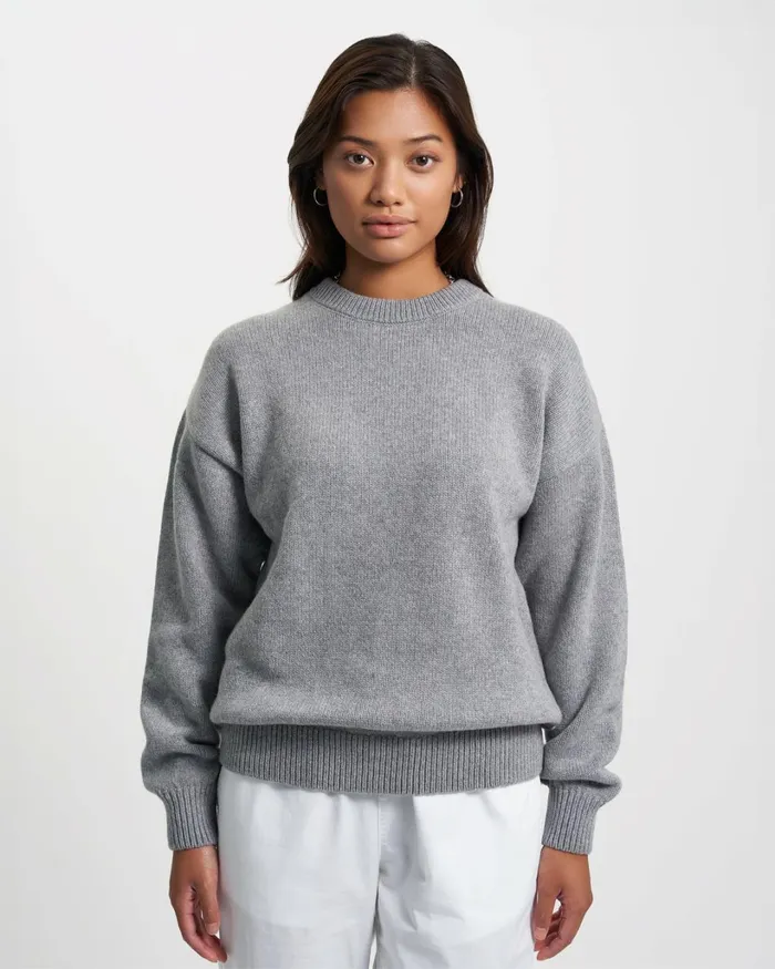 Women Oversized Merino Wool Crew Scarlet Red Colorful Standard Knit Sweaters