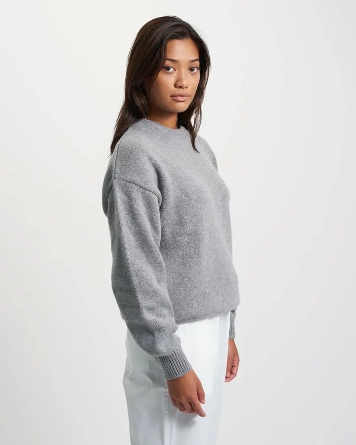 Women Oversized Merino Wool Crew Scarlet Red Colorful Standard Knit Sweaters