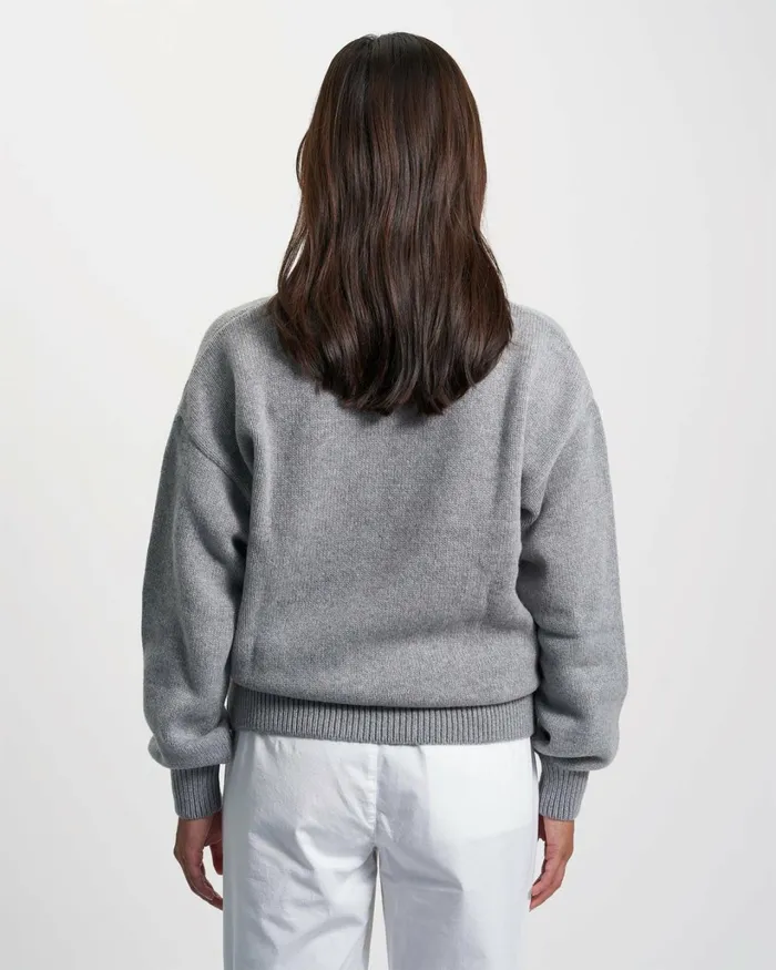 Women Oversized Merino Wool Crew Scarlet Red Colorful Standard Knit Sweaters