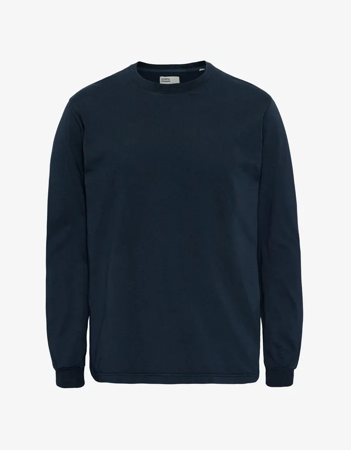 Women Oversized Organic LS TShirt 8211 Navy Blue TShirts Colorfulstandard
