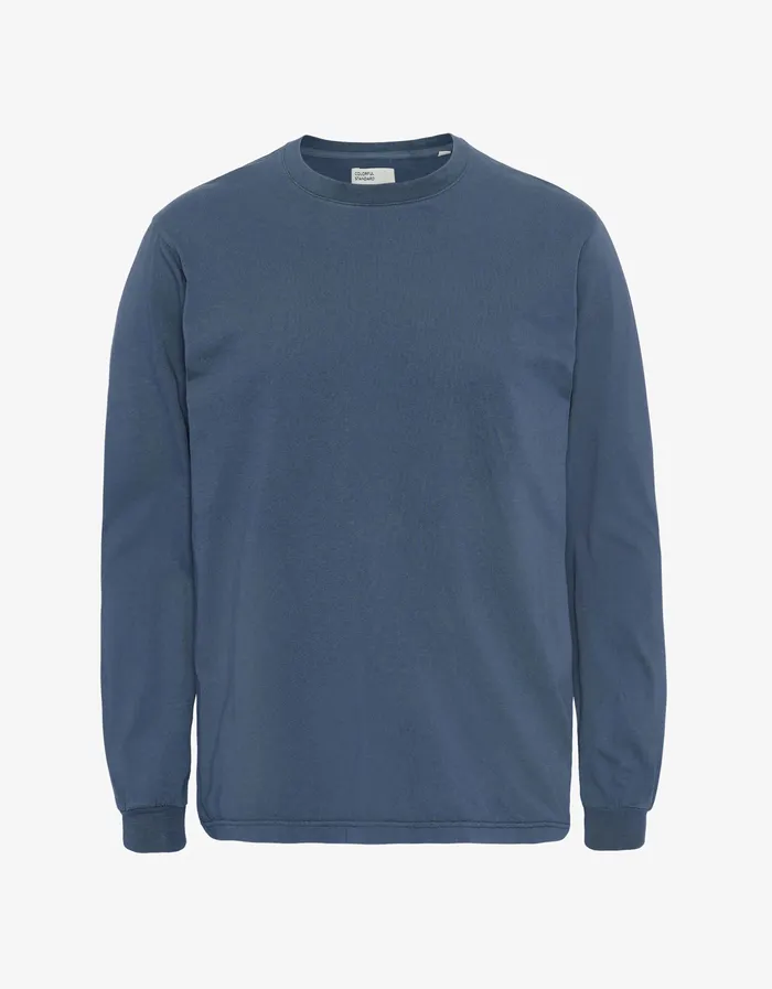 Women Oversized Organic LS TShirt 8211 Petrol Blue Long Sleeve Tops Colorfulstandard
