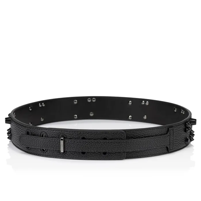 Women Paloma Belt 8211 Grained Calf Leather And Spikes Loubinthesky 8211 Black Christian Louboutin Belts